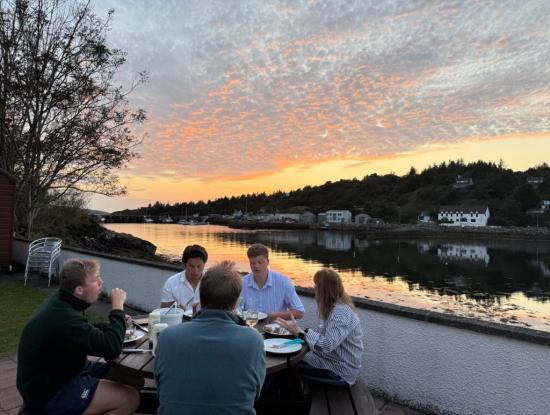 Enjoying an evening meal on the patio